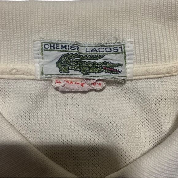 🐊 VINTAGE LACOSTE Distressed Cotton Polo – Classic White – Men’s M - Picture 5 of 6